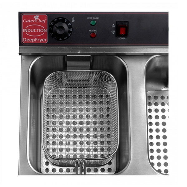 Inductiefriteuse | Elektrisch | 8+8L | 80°C/190°C | 7kW (2x 230V) | Aftapkranen | 578x437x418(h)mm