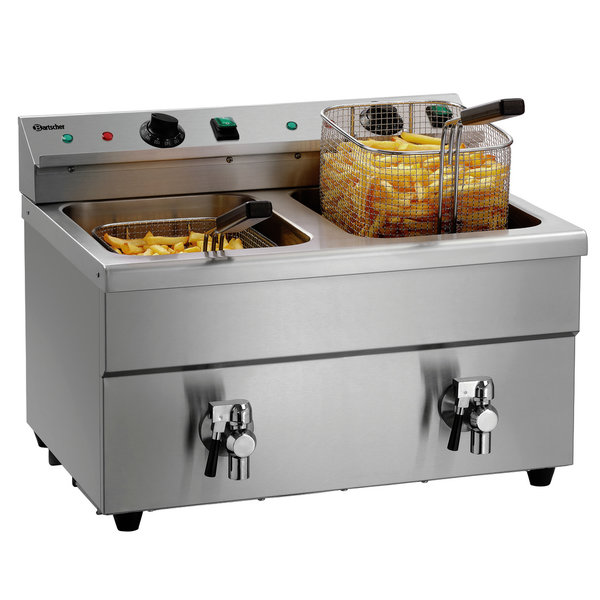 Inductiefriteuse | Elektrisch | 8+8L | 60°C/190°C | 7kW (2x 230V) | Aftapkranen | 580x575x415(h)mm