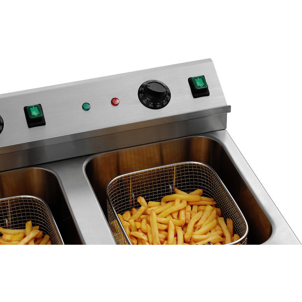 Inductiefriteuse | Elektrisch | 8+8L | 60°C/190°C | 7kW (2x 230V) | Aftapkranen | 580x575x415(h)mm