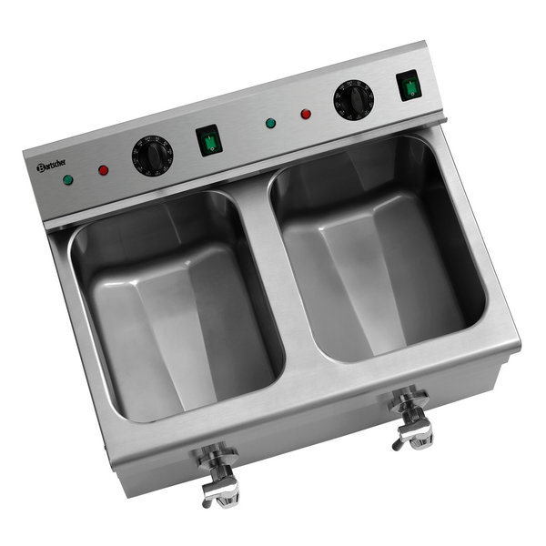 Inductiefriteuse | Elektrisch | 8+8L | 60°C/190°C | 7kW (2x 230V) | Aftapkranen | 580x575x415(h)mm