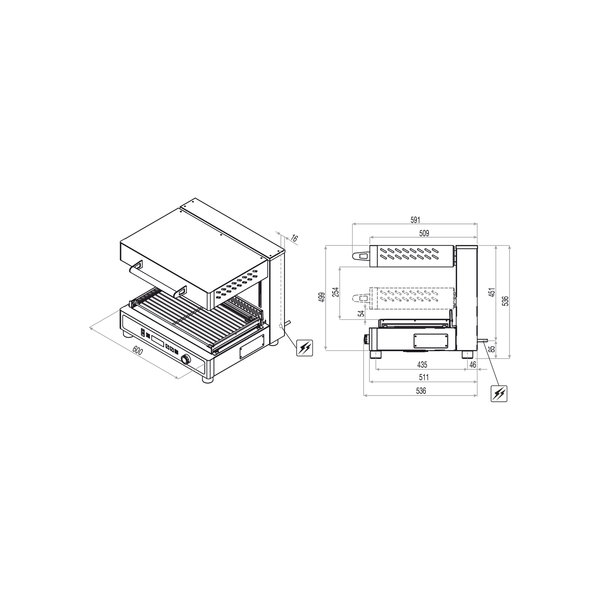 Salamander "Ultra-Rapid" | Elektrisch | Lift | RVS | 4.5kW | 400V | 600x593x538(h)mm