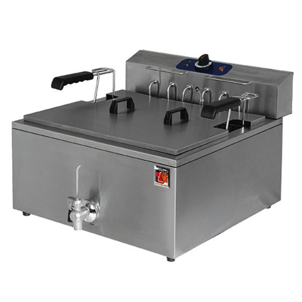 Deegwaren-/Visfriteuse | Elektrisch | 25L | 50°C/190°C | 9kW (400V) | Aftapkraan | 715x585x425(h)mm