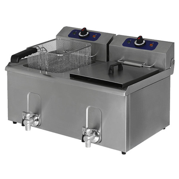 Friteuse | Elektrisch | 8+8L | 50°C/180°C | 6kW (2x 230V) | Aftapkranen | 615x555x400(h)mm