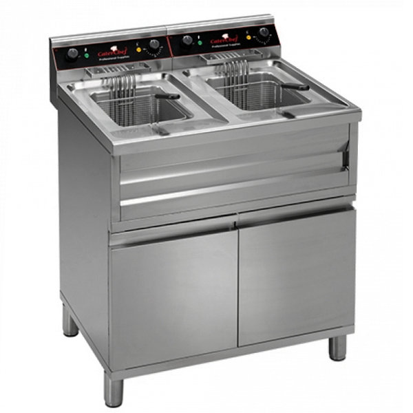 Friteuse | Elektrisch | 12+12L | 18kW (2x 400V) | Aftapkranen | 800x700x850(h)mm