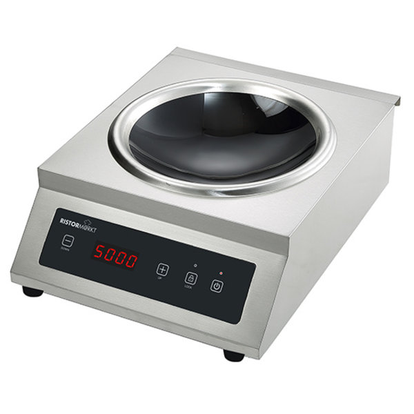 Inductie Wok | 1 Kookzone | Max. 240°C | 5kW | 400V | Ø330mm | 398x515x183(h)mm