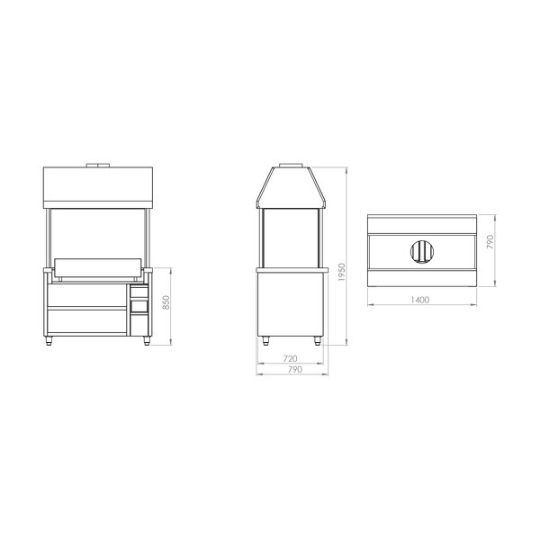 Houtskoolgrill | Incl. Luchtafvoersysteem | 1400x880x1900(h)mm