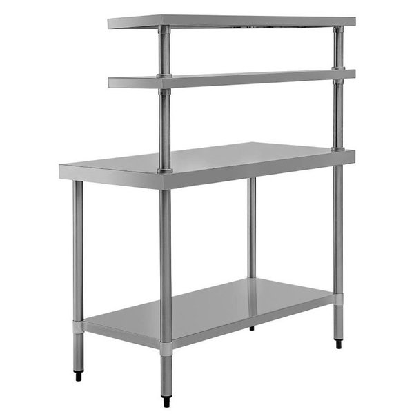Werktafel + Wandschappen | RVS | Bodemschap | Zelfmontage | 1200x600x1500(h)mm