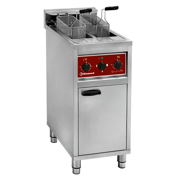 Friteuse | Elektrisch | 10+10L | 0°C/180°C | 12kW (400V) | Aftapkranen | 400x650x980(h)mm