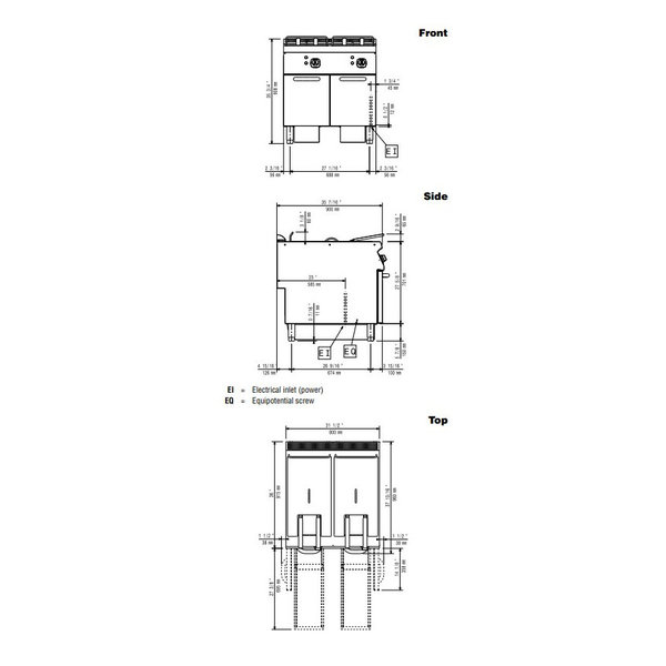 Friteuse | MAXIMA 900 | Elektrisch | 23+23L | 105°C/185°C | 36kW (400V) | Aftapkranen | 800x900x850/920(h)mm