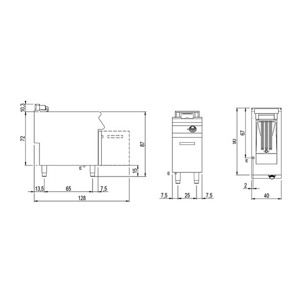 Friteuse | 900 LINE | Elektrisch | 15L | 100°C/190°C | 10.2kW (400V) | Aftapkraan | 400x900x870(h)mm