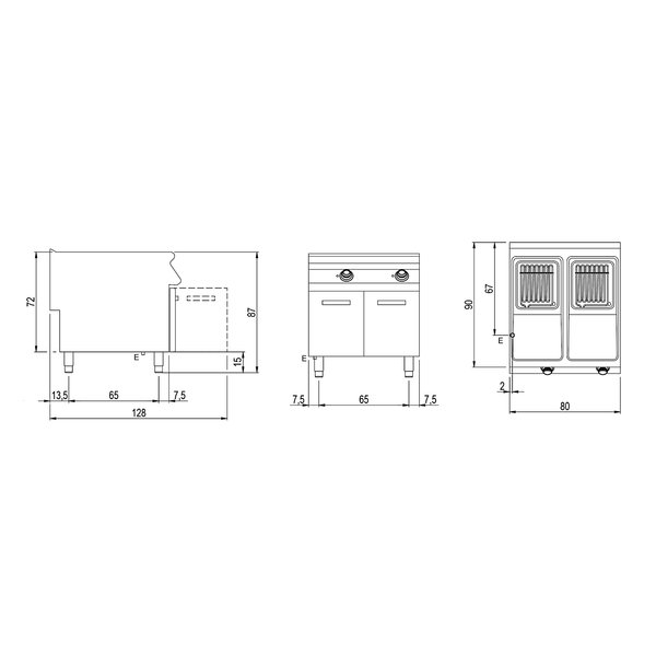 Friteuse | 900 LINE | Elektrisch | 21+21L | 100°C/190°C | 40kW (400V) | Aftapkranen | 800x900x870(h)mm