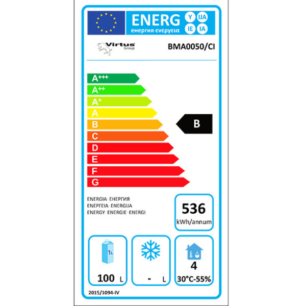 Koelkast | 200L | RVS | 0°C/+8°C | Geventileerd | 0.06kW | 598x679x838(h)mm