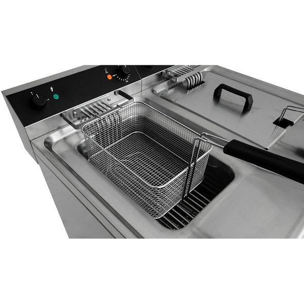 Friteuse | GASTROLINE | Elektrisch | 12+12L | 65°C/190°C | 18kW (400V) | Aftapkranen | 800x700x950(h)mm