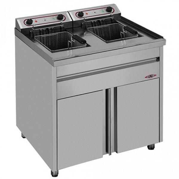 Friteuse | Elektrisch | 20+20L | 100°C/200°C | 22kW (2x 400V) | Aftapkranen | 800x700x900(h)mm