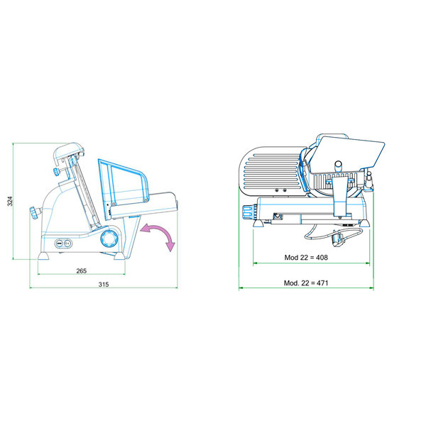 Professionele Snijmachine | Ø220mm | 0.14kW | 340x480x335(h)mm