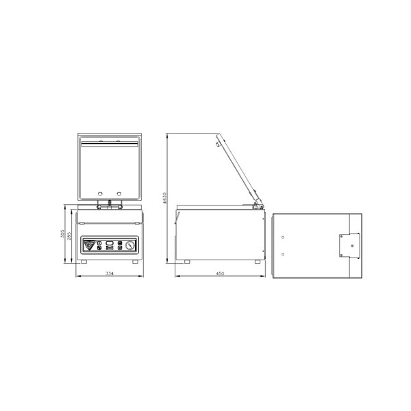 Vacuümapparaat | 25-60Sec Cyclus | Max. 280mm | Max. Inhoud 280x310x85mm | 0.3kW | 230V | 450x334x305(h)mm