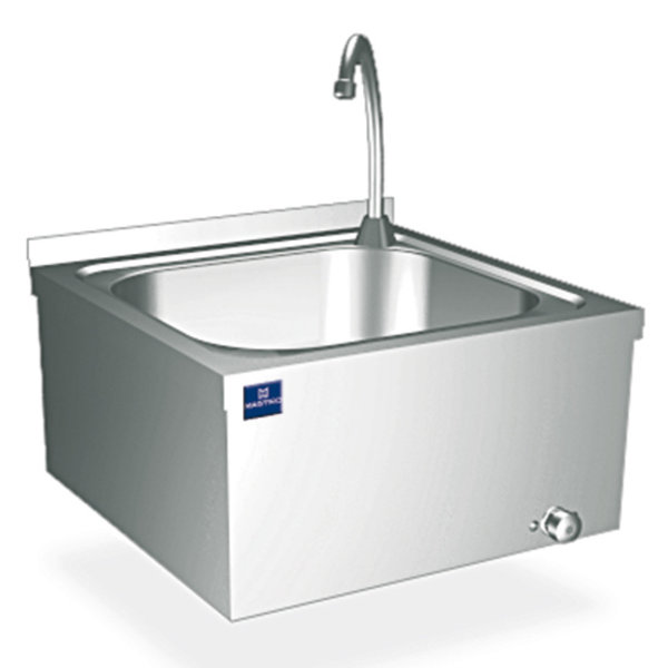 Handwasbak | Wandmontage | Kniebediening | 370x340x150mm | RVS | 450x450x215(h)mm