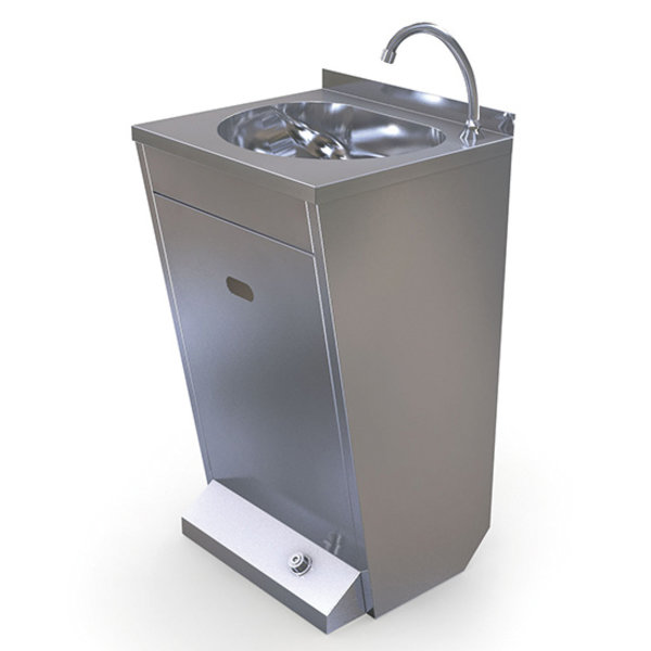 Handwasbak | Voetbediening | 412x337mm | RVS | 500x450x850(h)mm