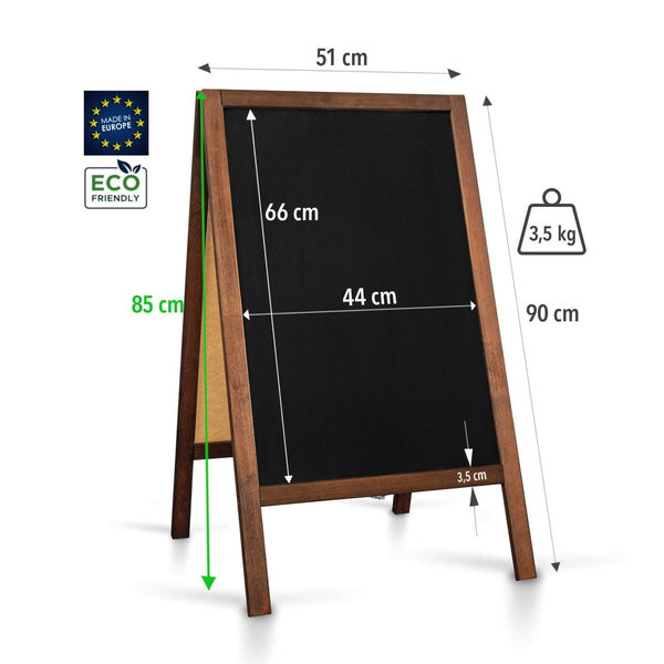 Krijtstoepbord | CLASSIC | Hout | Bruin | 510x450x850(h)mm