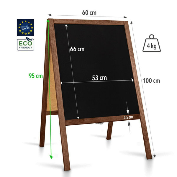 Krijtstoepbord  | CLASSIC | Hout | Bruin | 600x450x950(h)mm