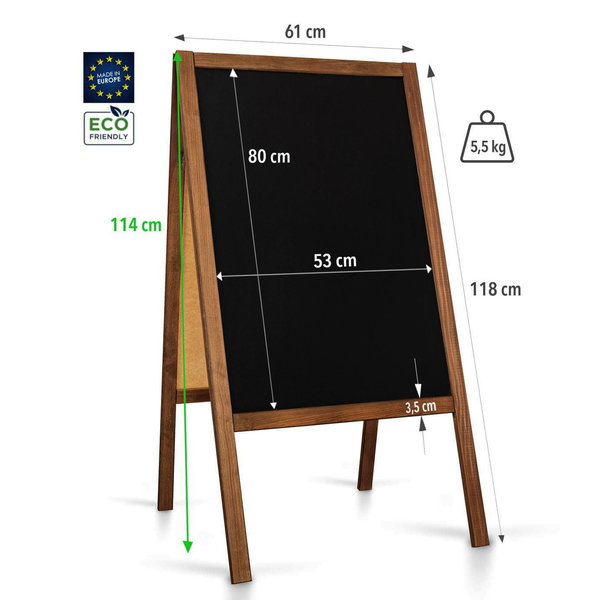 Krijtstoepbord | CLASSIC | Hout | Bruin | 610x450x1140(h)mm