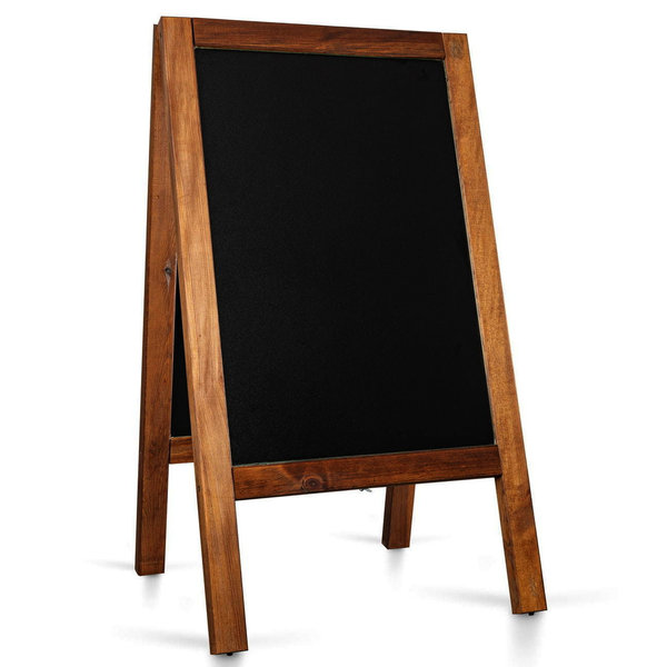 Krijtstoepbord | PRO | Hout | Bruin | Extra Zwaar + Weerbestendig | 650x1170mm