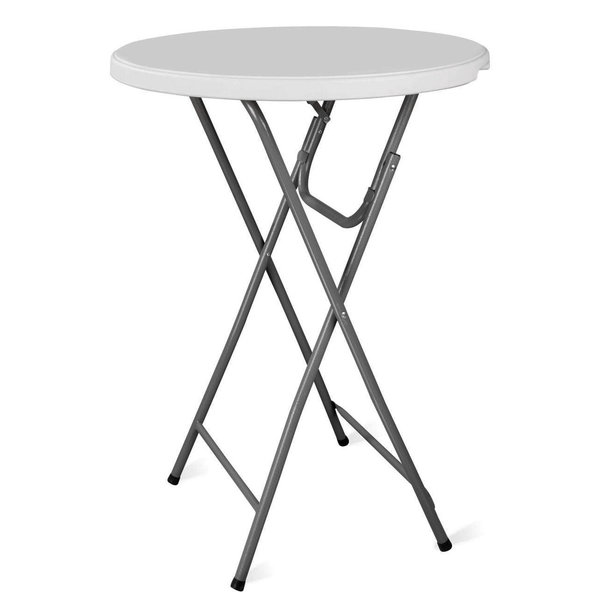 Inklapbare Statafel | EVENT | Kunststof/Staal | Wit Blad | Grijs Frame | In-/Outdoor | Ø800x1100(h)mm