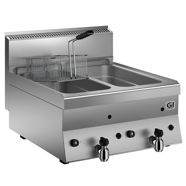 Friteuse | HP 650 | Gas | 8+8L | 50°C/200°C | 14kW | Piëzo Ontsteking | Aftapkranen | 600x650x295(h)mm