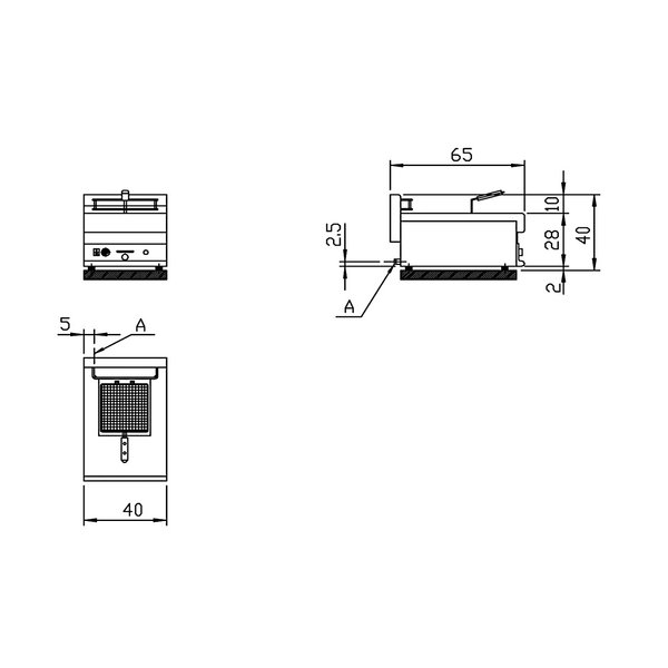 Friteuse | FUNCTION 650 | Aardgas | 8L | 100°C/190°C | 6.3kW | Piëzo Ontsteking | Aftapkraan | 400x650x280(h)mm
