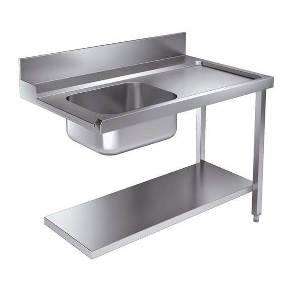 Aanvoertafel | Voor COM-7280.0045-0046 | Spoelbak Rechts | Opstaande Rand | 1200x750x900(h)mm