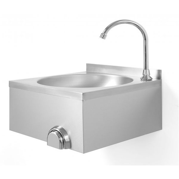 Handwasbak | Wandmontage | Kniebediening | 350x350mm | RVS | 400x400x240(h)mm