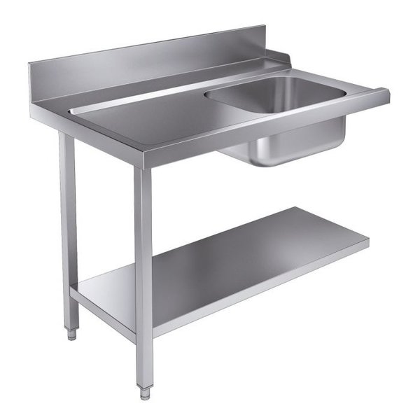 Aanvoertafel | Voor COM-7280.0045-0046 | Spoelbak Links | Opstaande Rand | 1200x750x900(h)mm