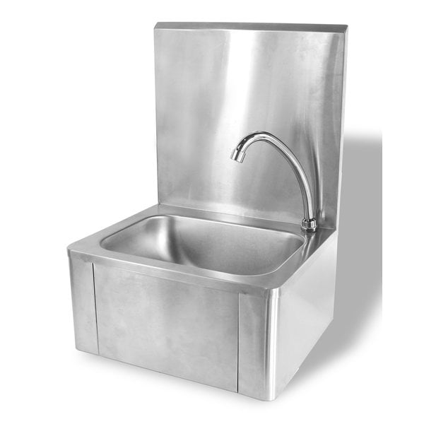 Handwasbak | Wandmontage | Kniebediening | 330x230x130mm | RVS | 400x330x570(h)mm