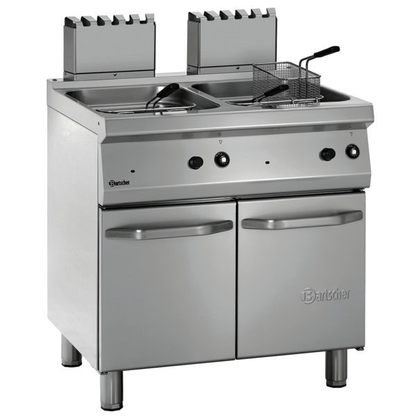 Friteuse | SERIE 700 | Gas | 15+15L | 100°C/190°C | 30kW | Piëzo Ontsteking | Aftapkranen | 800x700x850(h)mm