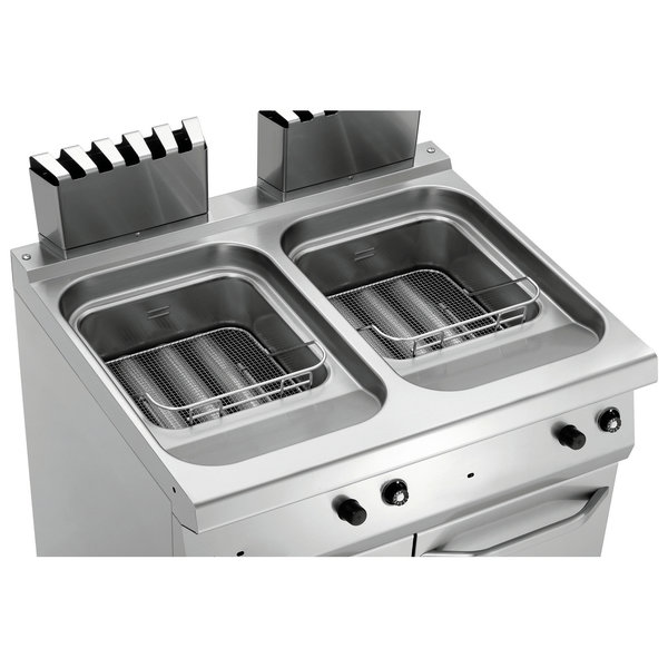 Friteuse | SERIE 700 | Gas | 15+15L | 100°C/190°C | 30kW | Piëzo Ontsteking | Aftapkranen | 800x700x850(h)mm