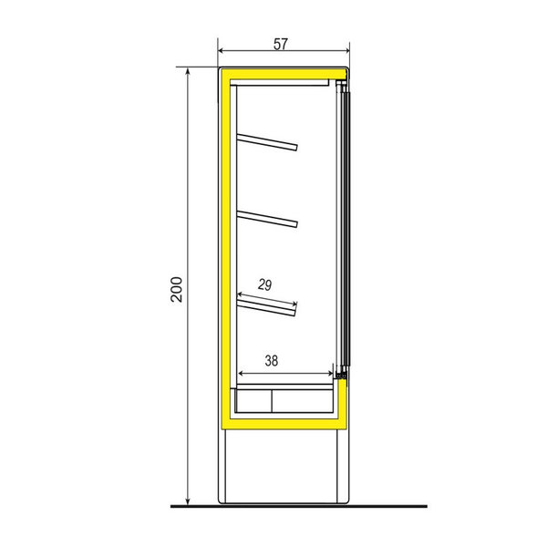 Wandkoeling | PADOVA | Zwart | +3°C/+6°C | Geforceerd | 4 Schappen | 0.84kW | Schuifdeuren | 1500x570x2000(h)mm