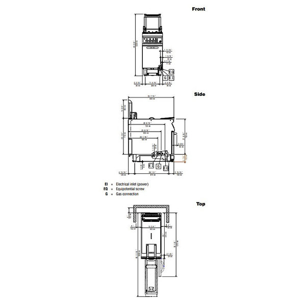 Friteuse | MAXIMA 900 | Gas | 23L | 120°C/190°C | 26kW (230V) | Aftapkraan | Auto-Mandlift | 400x900x850/920(h)mm