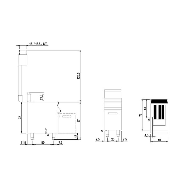 Friteuse | 700 LINE | Gas | 13L | 0°C/190°C | 12kW | Piëzo Ontsteking | Aftapkraan | 400x730x870(h)mm