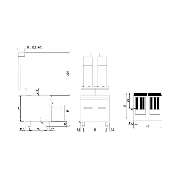 Friteuse | 700 LINE | Gas | 13+13L | 0°C/190°C | 24kW | Piëzo Ontsteking | Aftapkranen | 800x730x870(h)mm