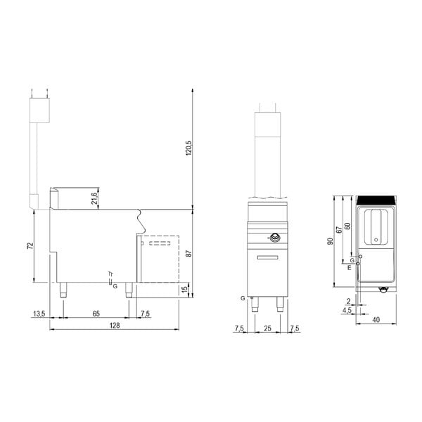 Friteuse | 900 LINE | Gas | 21L | 0°C/190°C | 19kW | Piëzo Ontsteking | Aftapkraan | 400x900x870(h)mm