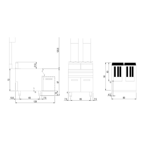 Friteuse | 900 LINE | Gas | 22+22L | 0°C/190°C | 40kW | Piëzo Ontsteking | Aftapkranen | 800x900x870(h)mm