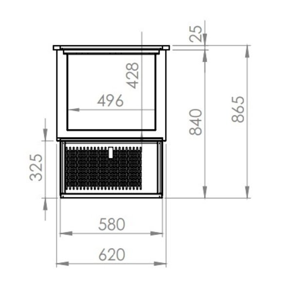 Gekoelde IJsbak | 4x 360x155x200mm | -18°C | RVS | 0.5kW | 870x660x870(h)mm