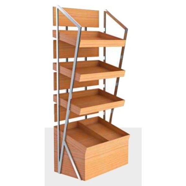 Winkelstelling | Modulair | Hout | Voor Brood | Supermarkt/Bakker | 4 Schappen | 1500x700x2000(h)mm