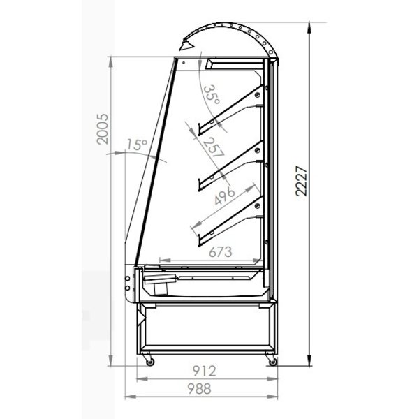 Wandkoeling | +2°C/+8°C | Geforceerd | 4 Schappen | 2000x1100x2200(h)mm