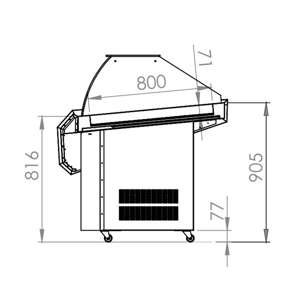 Viskoeltoonbank | 0°C/+4°C | Geforceerd | 0.59kW | 2500x1100x1200(h)mm