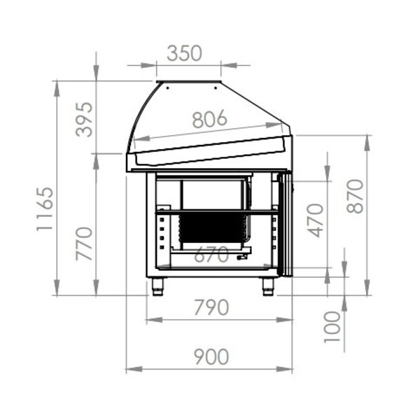 Viskoeltoonbank | Met Onderkast 1/1 GN | RVS | 0°C/+2°C | Geforceerd | 0.59kW | 1410x900x1170(h)mm