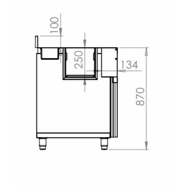 Bar-/Cocktailstation | RVS | Onderbar | Spoelbak + Glazenspoeler | Afvalbak | 2800x700x870(h)mm