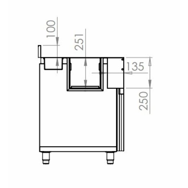 Bar-/Cocktailstation | RVS | Onderbar | Spoelbak + Glazenspoeler | Afvalbak | 1500x700x870(h)mm