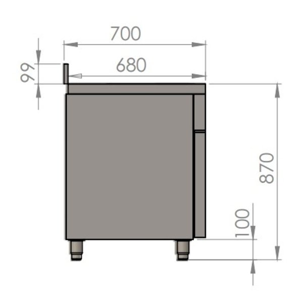 Bar-/Cocktailstation | RVS | Onderbar | Spoelbak + Glazenspoeler | Afvalbak | IJsbak | 1880x700x870(h)mm