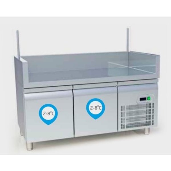 Bar-/Cocktailstation | RVS  | 2 Gekoelde Onderkasten | +2°C/+8°C | 0.435kW | 1410x700x900/1300(h)mm